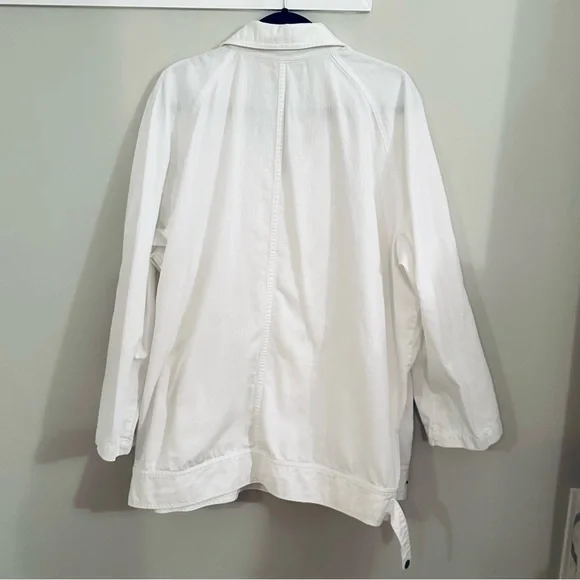 Sejour Long Sleeve Lightweight Denim Jacket Adjustable Waist, White, Size 2X - Picture 8 of 8